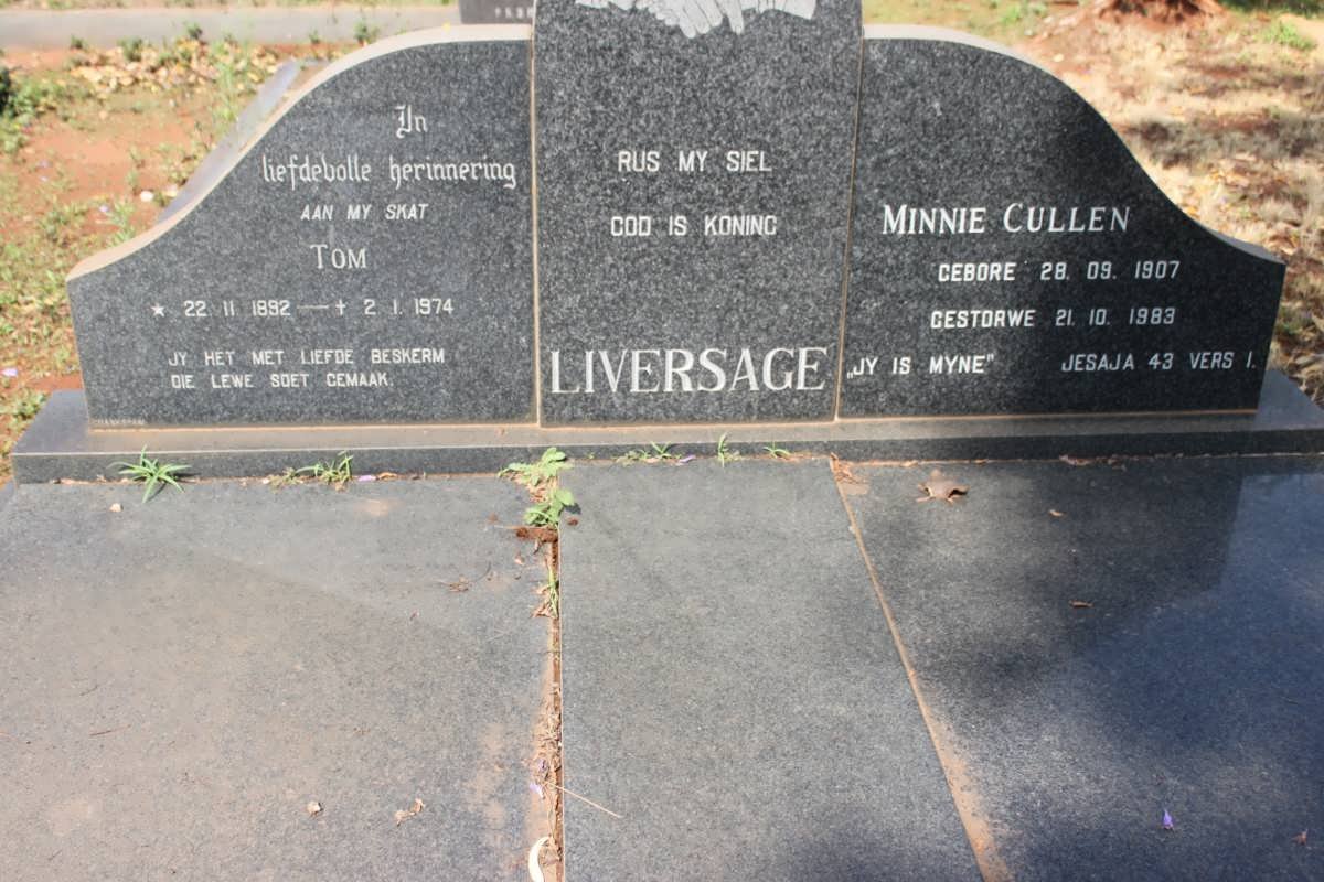 LIVERSAGE Tom 1892-1974 &amp; Minnie Cullen 1907-1983
