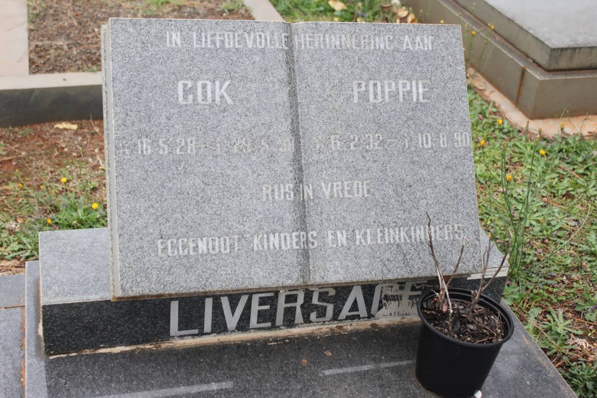 LIVERSAGE Gok 1920-1998 &amp; Poppie 1932-1990