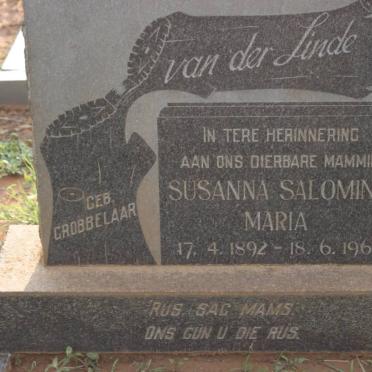 LINDE Susanna Salomina Maria, van der nee GROBBELAAR 1892-1965