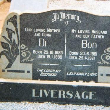 LIVERSAGE Bon 1891-1961 &amp; Di 1893-1989