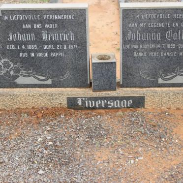 LIVERSAGE Johann Heinrich 1889-1977 &amp; Johanna Catharina VAN ROOYEN 1899-1966