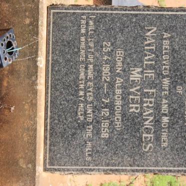 MEYER Natalie Francis nee ALBOROUGH 1902-1958