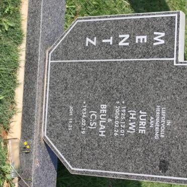 MENTZ H.W. 1925-2006 &amp; C.S. 1934-