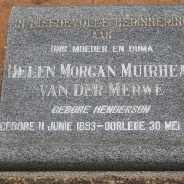 MERWE Helen Morgan Muirhead, van der nee HENDERSON 1893-1963