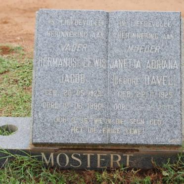 MOSTERT Hermanus Lewis Jacob 1923-1990 &amp; Janetta Adriana DAVEL 1925-2003