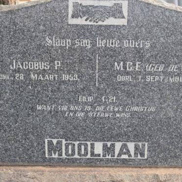 MOOLMAN Jacobus P -1953 &amp; M.C.E. DE WITT -1957