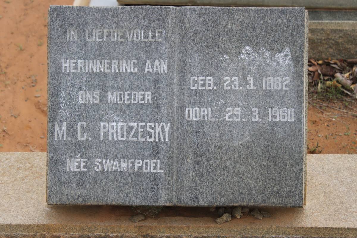 PROZESKY M.C. nee SWANEPOEL 1882-1960
