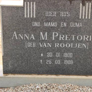 PRETORIUS Anna M. nee VAN ROOIJEN 1900-1988