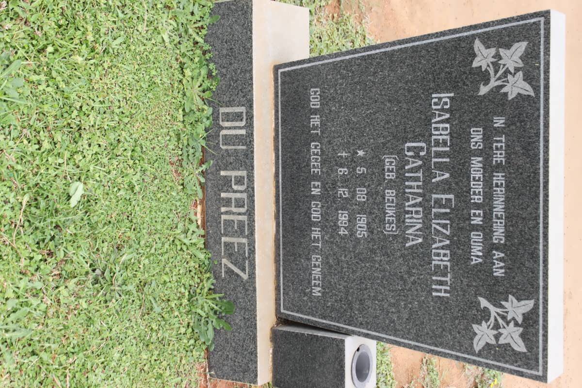 PREEZ Isabella Elizabeth Catharina, du nee BEUKES 1905-1994