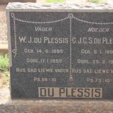 PLESSIS W.J., du 1885-1958 &amp; C.J.C.S. 1893-1978