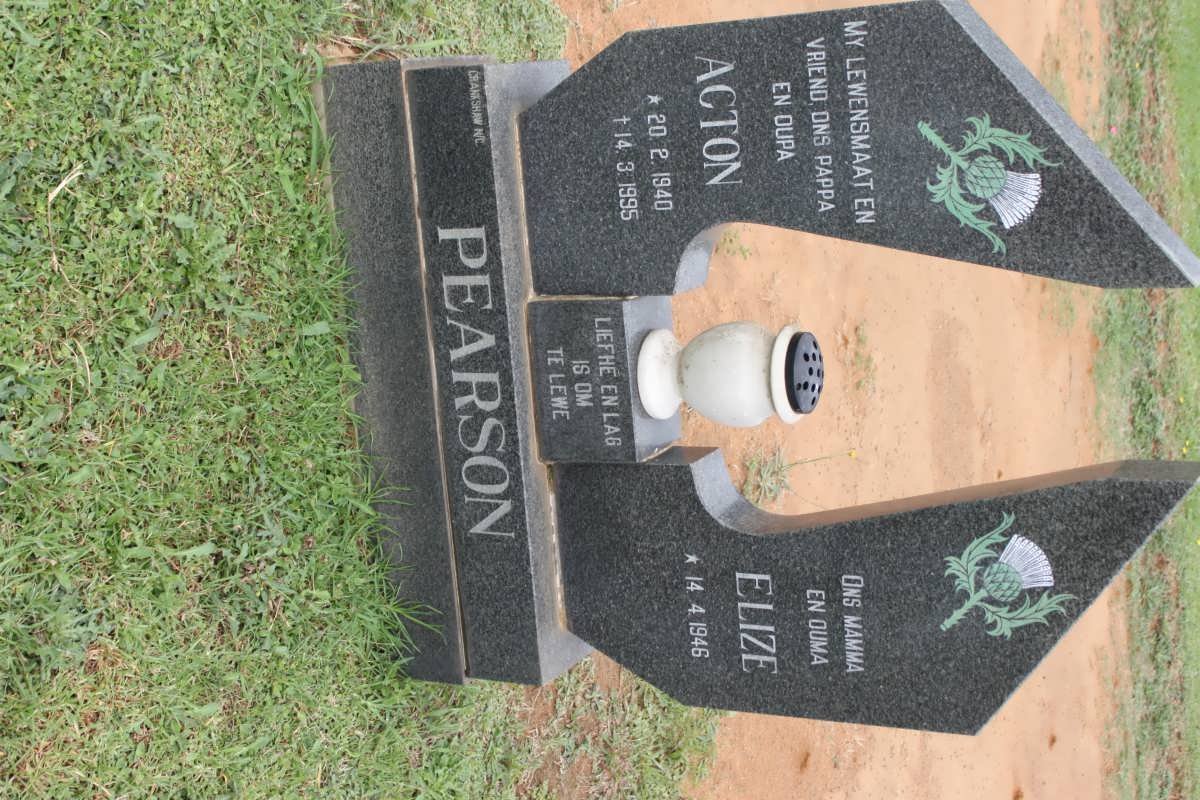 PEARSON Acton 1940-1995 &amp; Elize 1946-