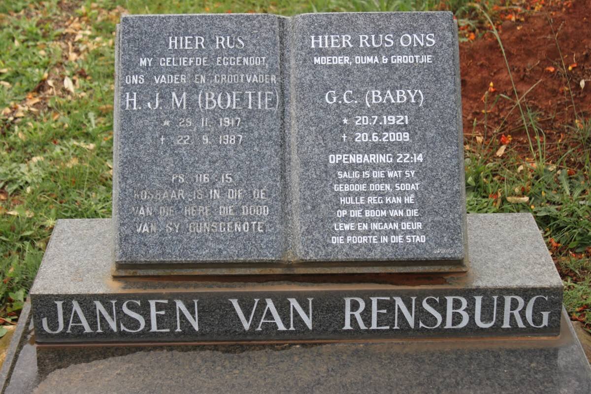 RENSBURG H.J.M., Jansen van 1917-1987 G.C. 1921-2009
