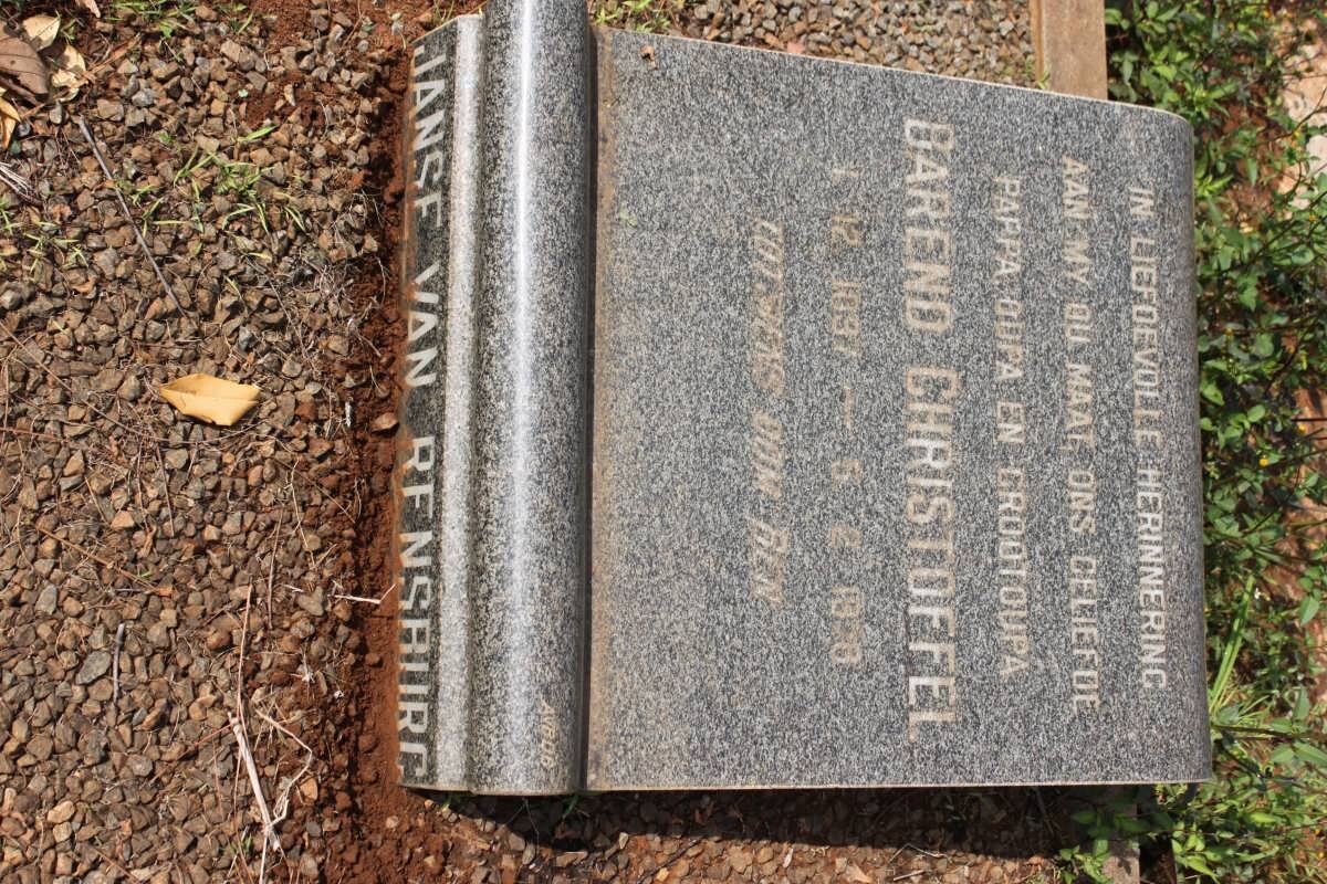 RENSBURG Barend Christoffel, Janse van 1897-1958