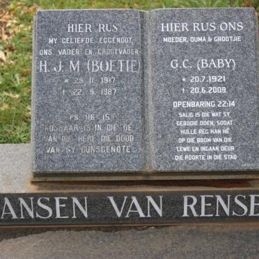 RENSBURG H.J.M., Jansen van 1917-1987 G.C. 1921-2009