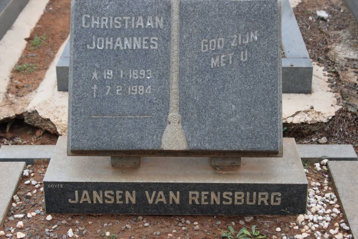 RENSBURG Christiaan Johannes, Jansen van 1893-1984