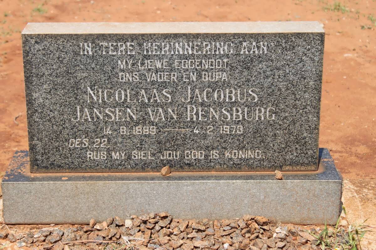 RENSBURG Nicolaas Jacobus, Jansen van 1899-1973