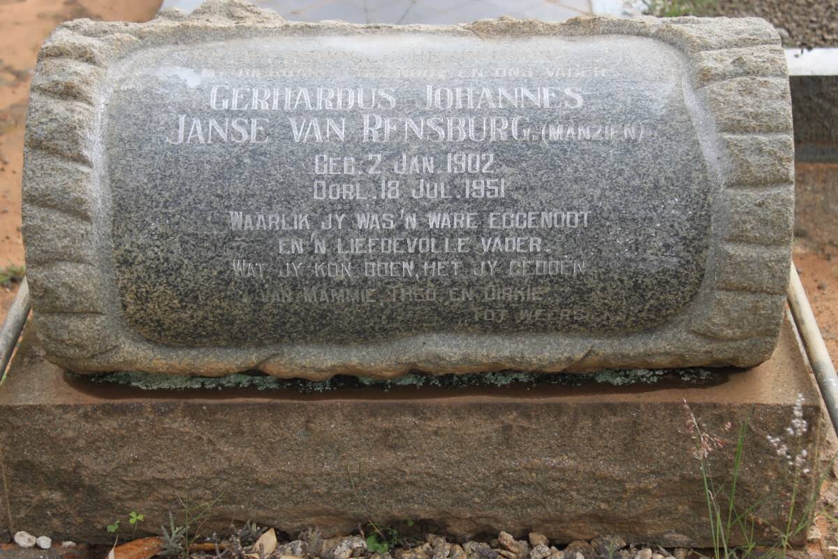 RENSBURG Gerhardus Johannes, Janse van 1902-1951