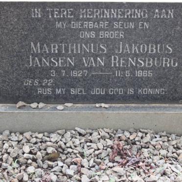 RENSBURG Marthinus Jakobus, Jansen van 1927-1965