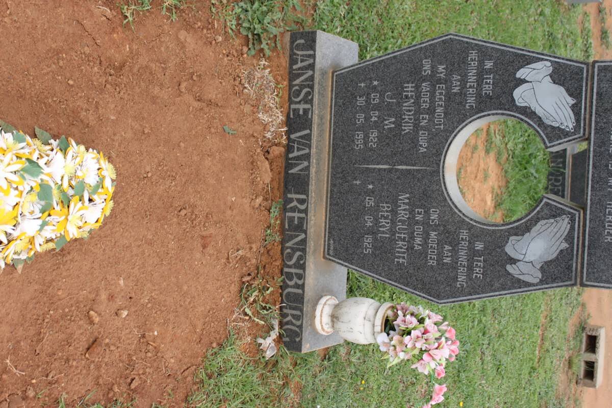 RENSBURG Hendrik J.M., Janse van 1922-1995 &amp; Marguerite Beryl 1925-