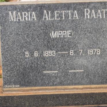 RAATH Maria Aletta 1893-1978