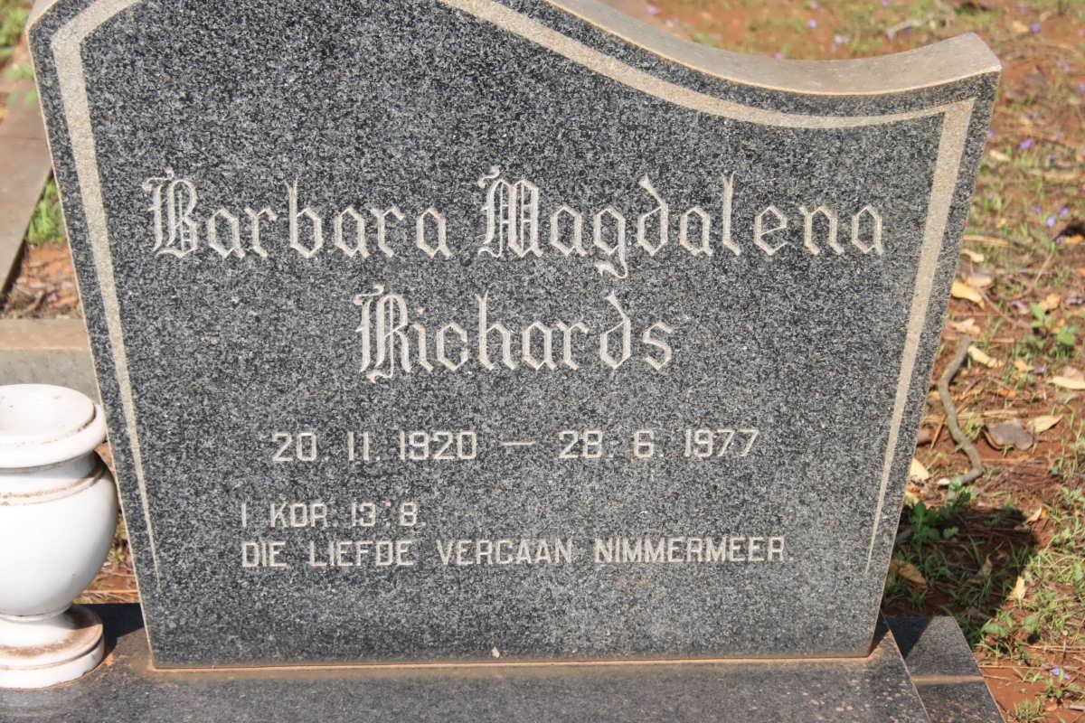 RICHARDS Barbara Magdalena 1920-1977