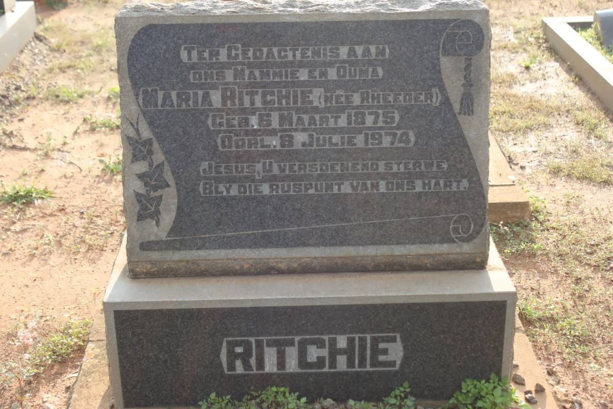 RITCHIE Maria nee RHEEDER 1875-1974