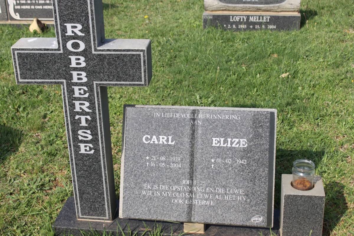 ROBBERTSE Carl 1939-2004 &amp; Elize 1942-