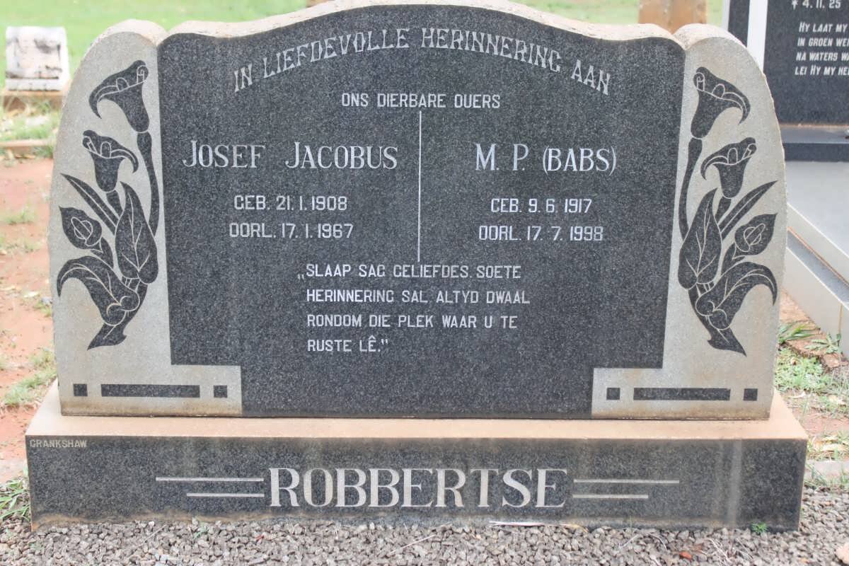 ROBBERTSE Josef Jacobus 1908-1967 &amp; M.P. 1917-1998