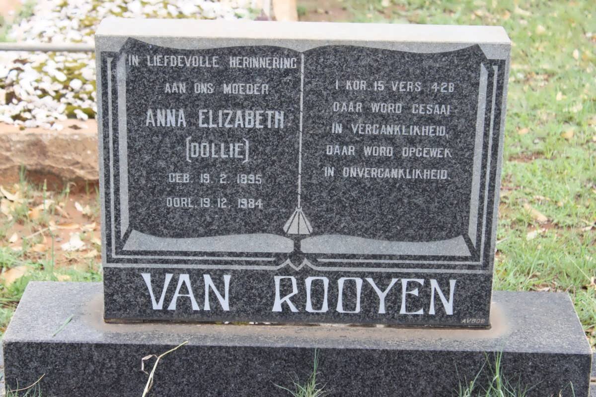 ROOYEN Anna Elizabeth, van 1895-1984