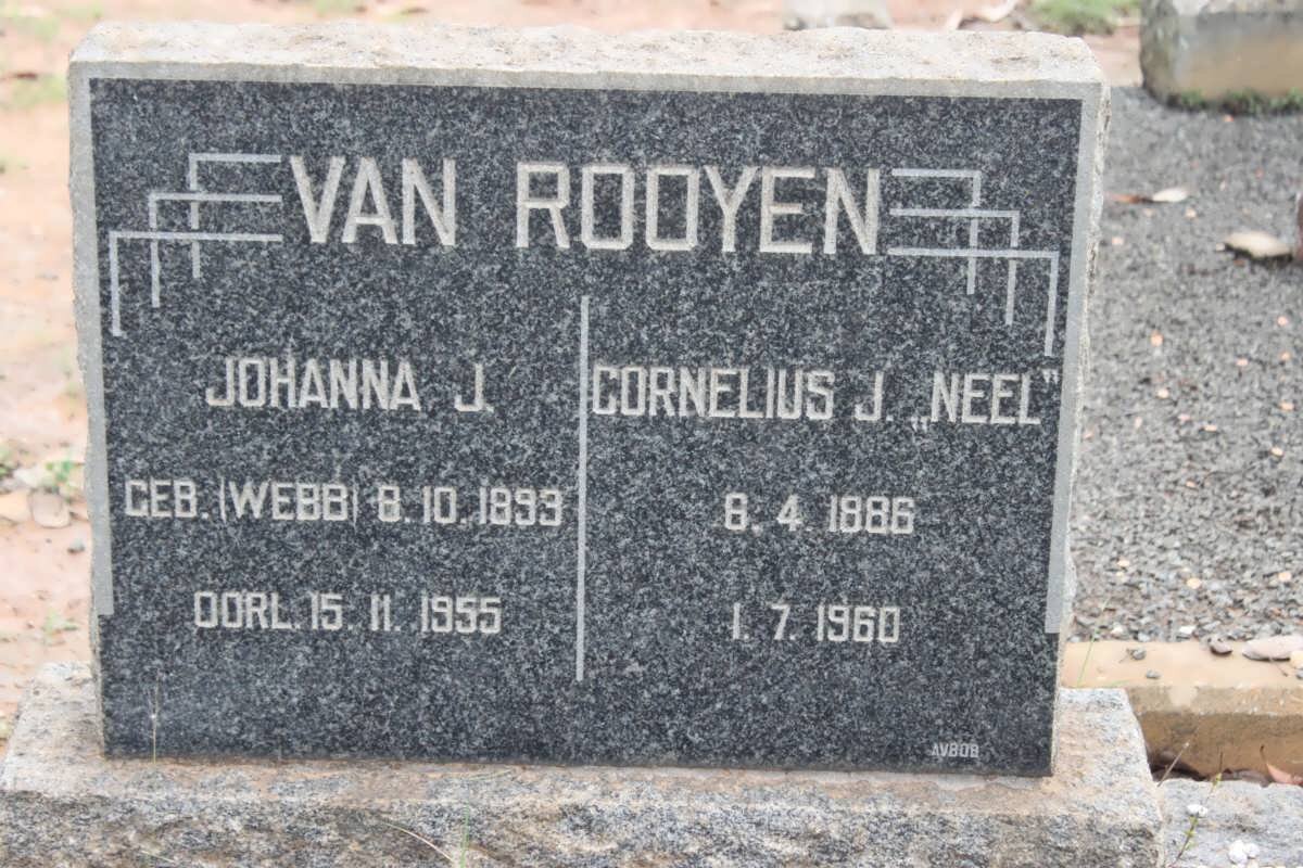 ROOYEN Cornelius J., van 1886-1960 &amp; Johanna J. WEBB 1893-1955