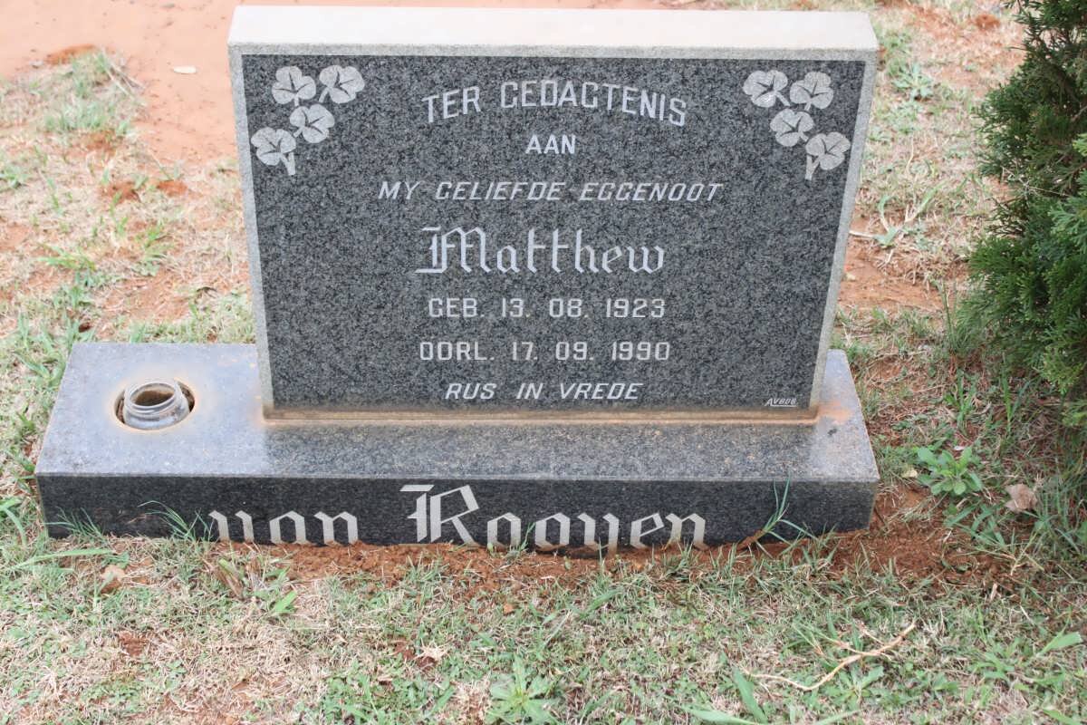 ROOYEN Matthew, van 1923-1990