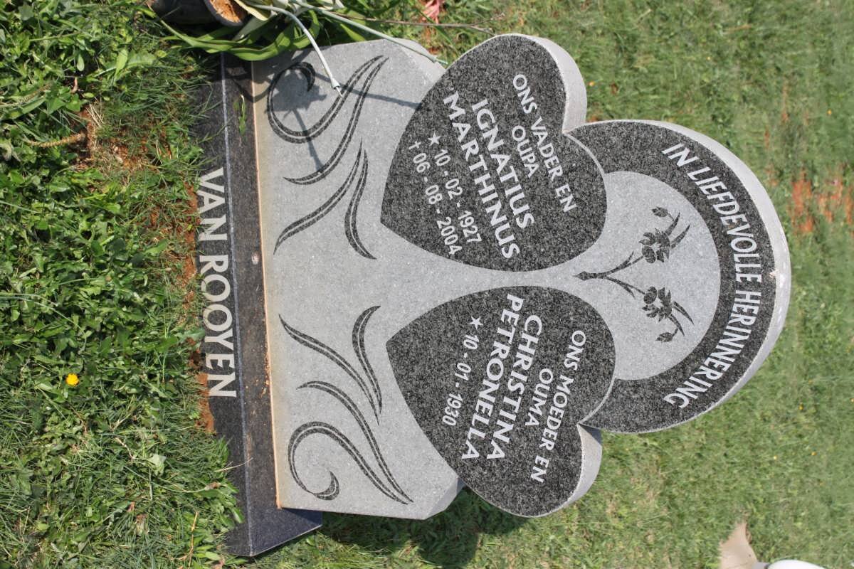 ROOYEN Ignatius Marthinus, van 1927-2004 &amp; Christina Petronella 1930-