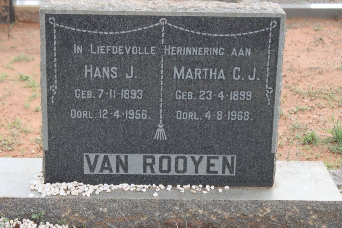 ROOYEN Hans J., van 1893-1956 &amp; Martha C.J. 1899-1968
