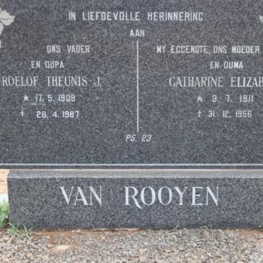 ROOYEN Roelof Theunis J., van 1908-1987 &amp; Catharine Elizabeth 1911-1956