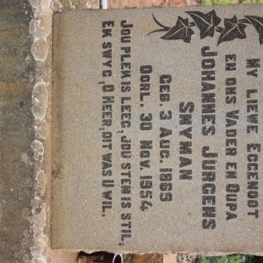 SNYMAN Johannes Jurgens 1869-1954