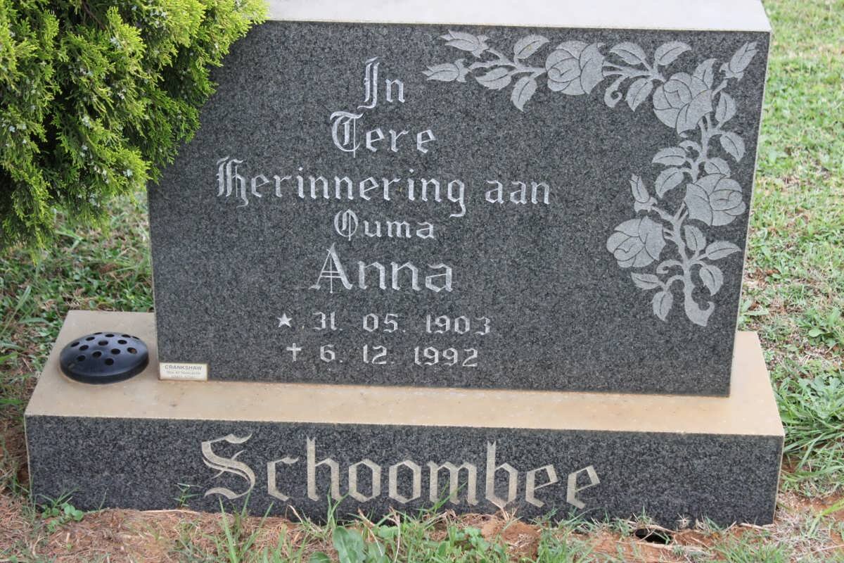 SCHOOMBEE Anna 1903-1992
