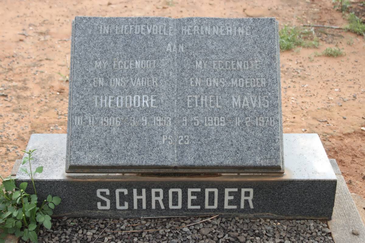 SCHROEDER Theodore 1906-1993 &amp; Ethel Mavis 1909-1978