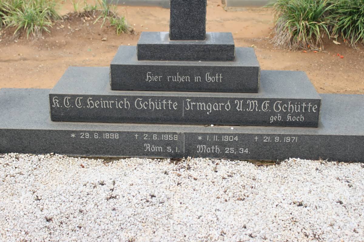 SCHÜTTE K.S.S. Heinrich 1898-1958 &amp; Irmgard U.M.F. KOCH 1904-1971