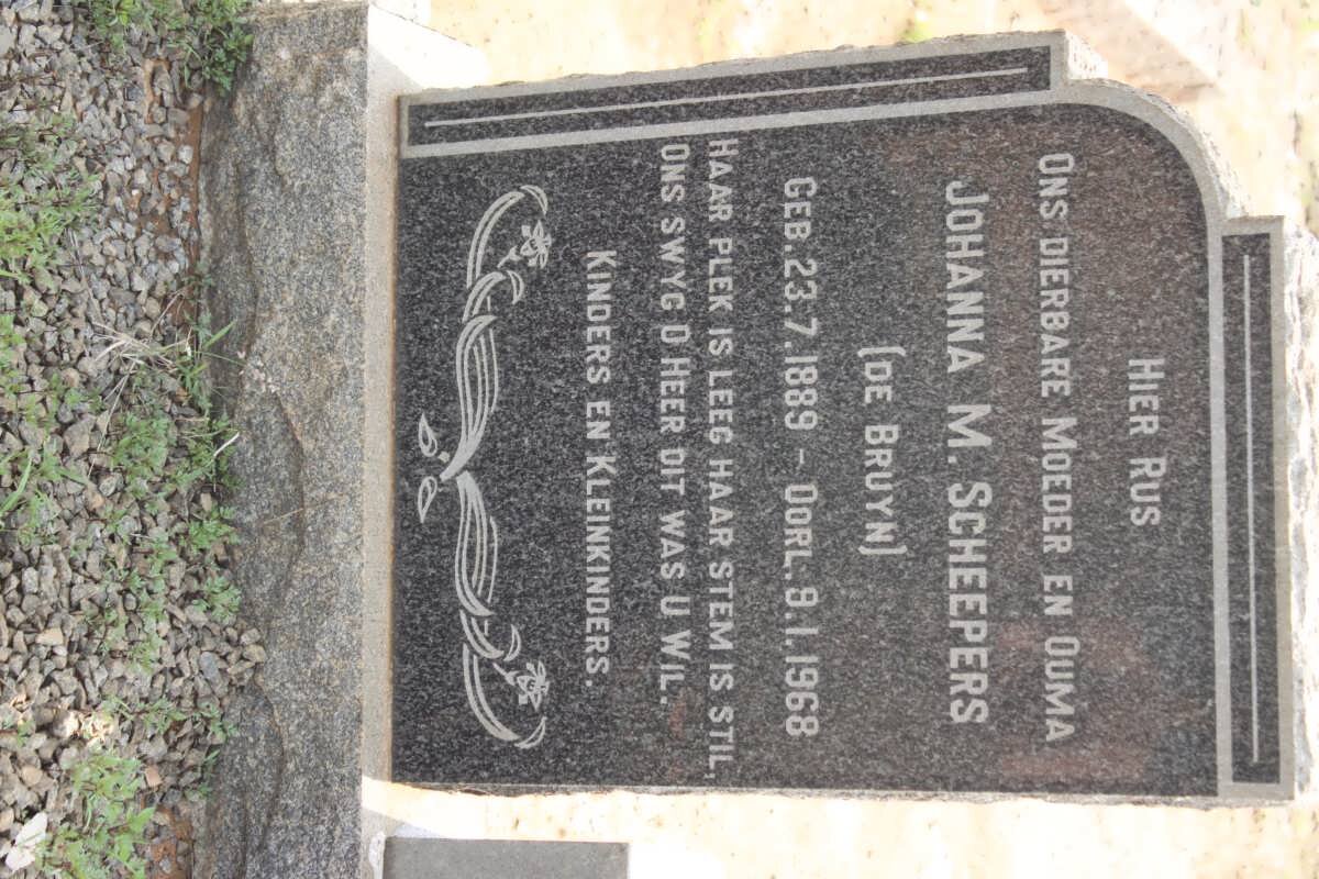 SCHEEPERS Johanna M. nee DE BRUYN 1889-1968