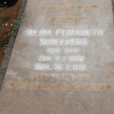 SCHEEPERS Alida Elizabeth nee UYS 1908-1955