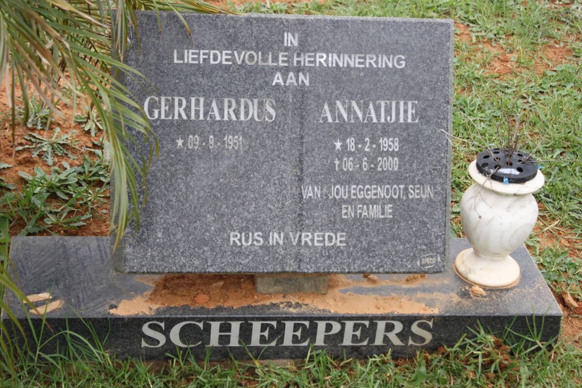 SCHEEPERS Gerhardus 1951- &amp; Annatjie 1958-2000