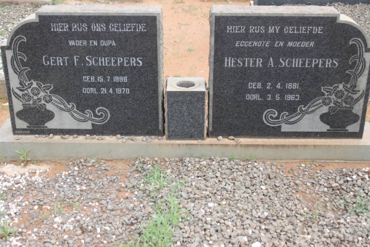 SCHEEPERS Gert F. 1896-1970 &amp; Hester A. 1881-1963