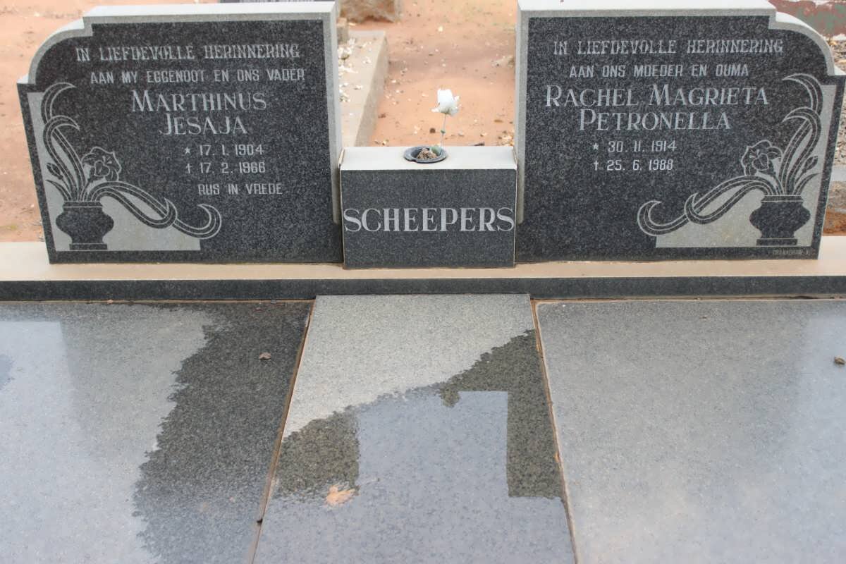 SCHEEPERS Marthinus Jesaja 1904-1966 &amp; Rachel Magrieta Petronella 1914-1988