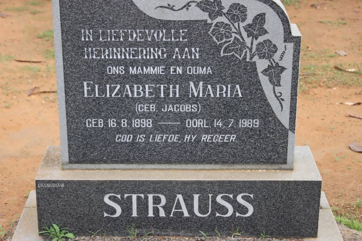 STRAUSS Elizabeth Maria nee JACOBS 1898-1989