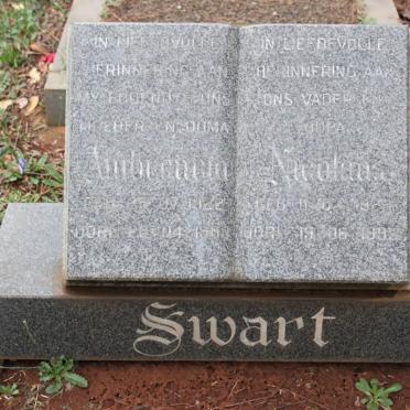 SWART Nicolaus 1923-1995 &amp; Ambrencia 1922-1988
