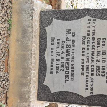 SWANEPOEL D.R. 1893-1955 &amp; M.J. 1902-1984