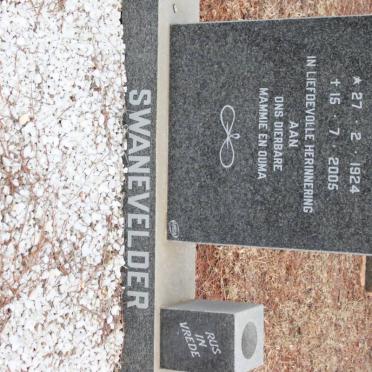 SWANEVELDER Marie S. 1924-2005