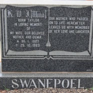 SWANEPOEL K.W.J. nee TAYLOR 1927-1983