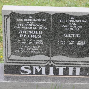 SMITH Arnold Petrus 1926-2001 &amp; Gietie 1929-2007