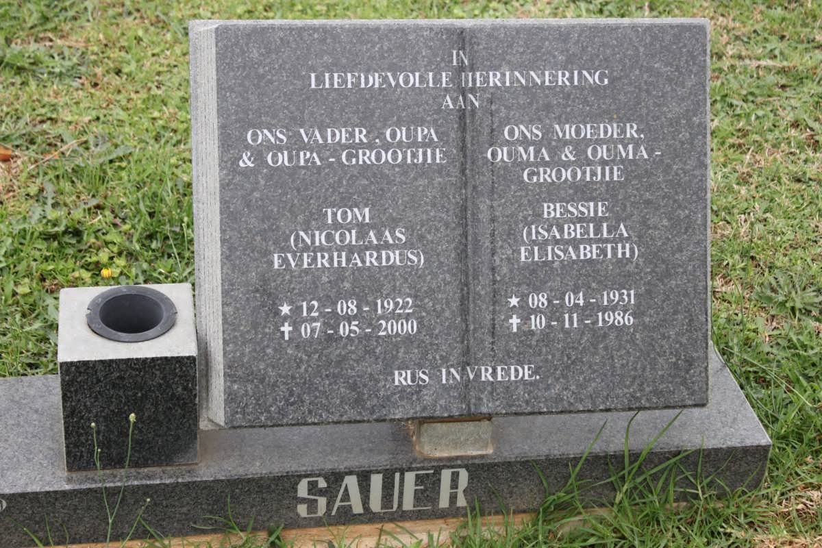 SAUER Nicolas Everhardus 1922-2000 &amp; Isabella Elizabeth 1931-1986